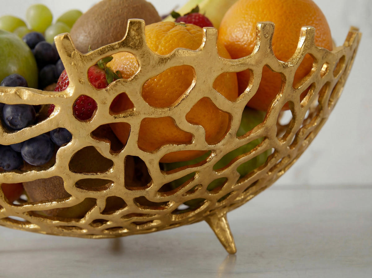 OBSTSCHALE  - Goldfarben, Design, Metall (46/19/46cm) - Livetastic
