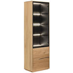 VITRINE in furniert Wildeiche Braun, Schwarz, Eichefarben  - Eichefarben/Schwarz, Natur, Glas/Holz (60/192/40cm) - Waldwelt