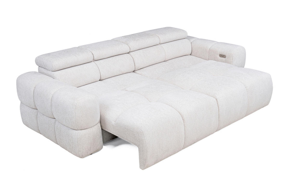 BIGSOFA Chenille Weiß  - Schwarz/Weiß, Design, Kunststoff/Textil (260/76-103/119cm) - Welnova