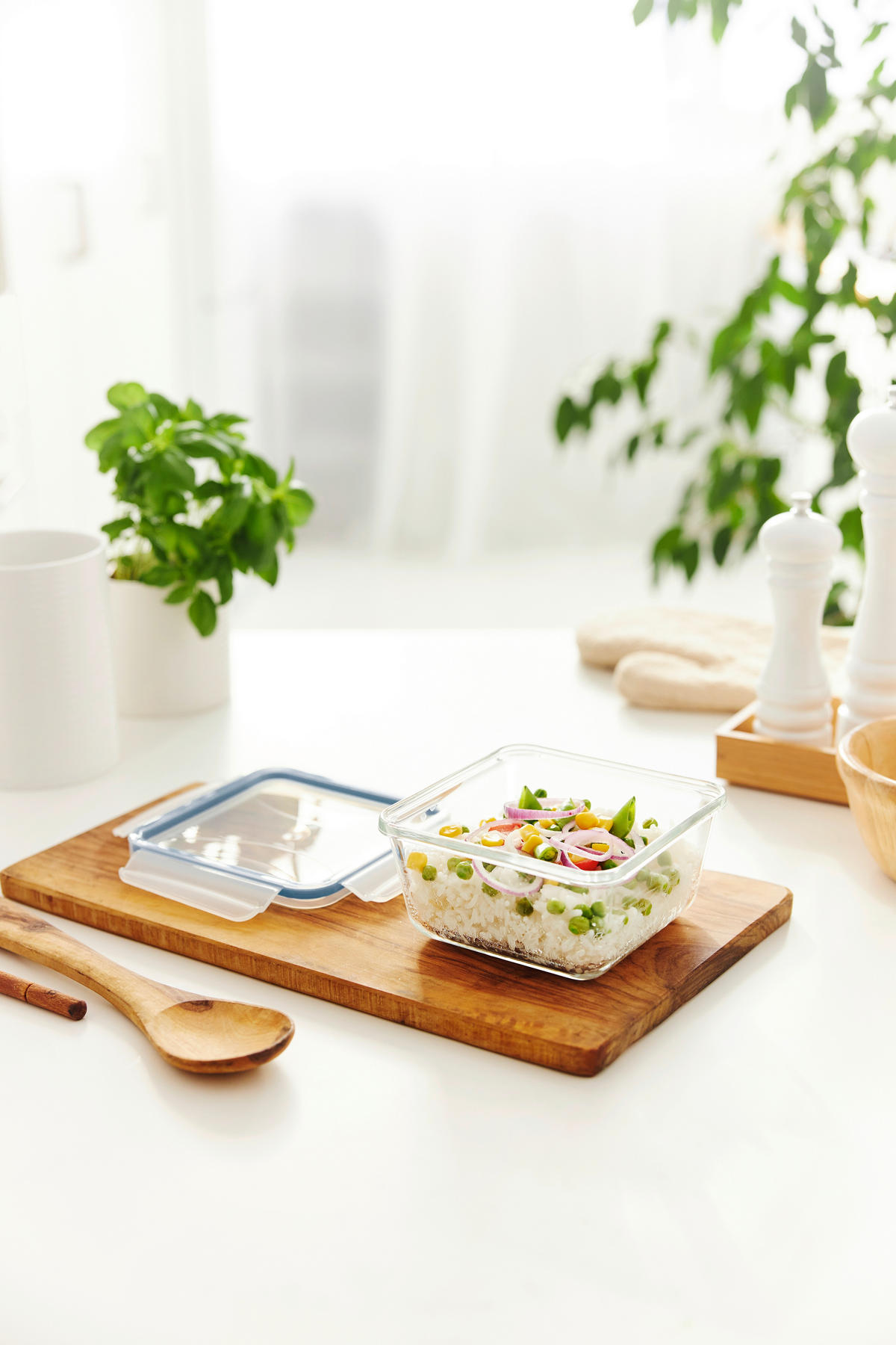 FRISCHHALTEDOSE 0,75 l  - Blau/Transparent, Basics, Glas/Kunststoff (16,5/16,5/7,8cm) - Rotho