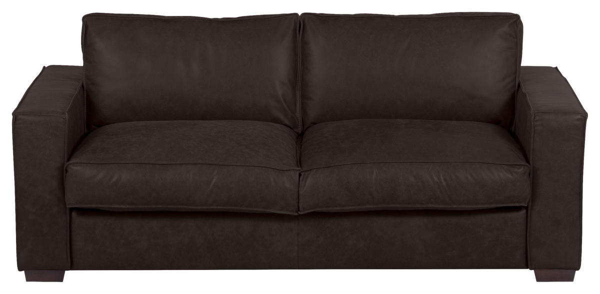 SCHLAFSOFA in Leder Dunkelbraun  - Dunkelbraun, Design, Leder/Holz (203/85/99cm) - MID.YOU