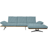 ECKSOFA in Flachgewebe Hellblau  314/159 cm  - Schwarz/Hellblau, Design, Holz/Textil (314/159cm) - Dieter Knoll