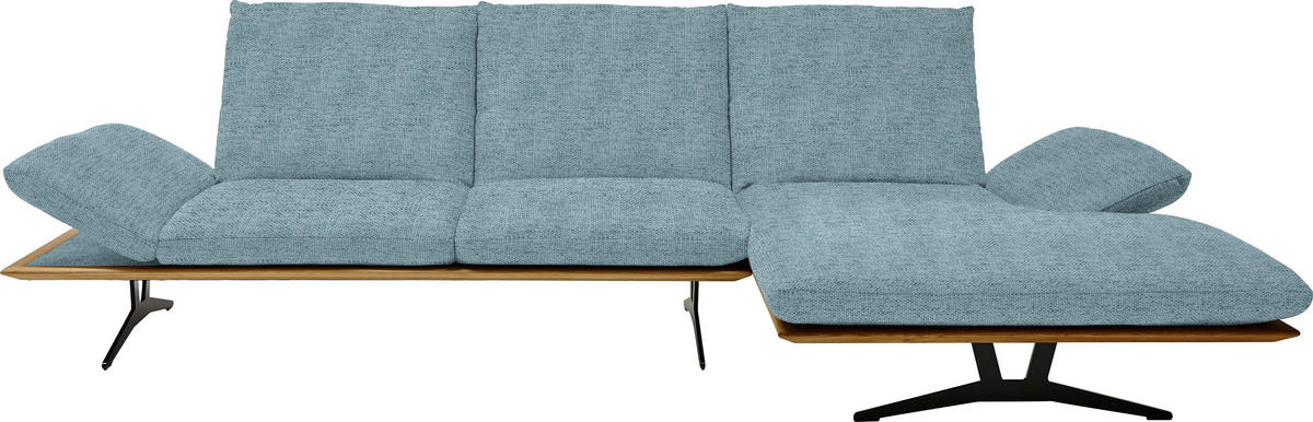 ECKSOFA in Flachgewebe Hellblau  314/159 cm  - Schwarz/Hellblau, Design, Holz/Textil (314/159cm) - Dieter Knoll