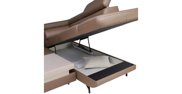 ECKSOFA in Echtleder Haselnussfarben 270/220 cm - Schwarz/Haselnussfarben, Design, Leder/Metall (270/220cm) - Novel