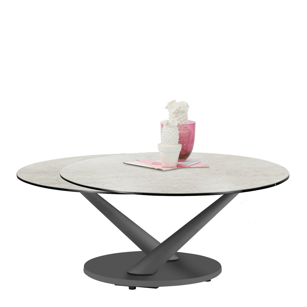 COUCHTISCH in Keramik 80-128/80/40 cm  - Greige/Anthrazit, Design, Keramik/Metall (80-128/80/40cm)