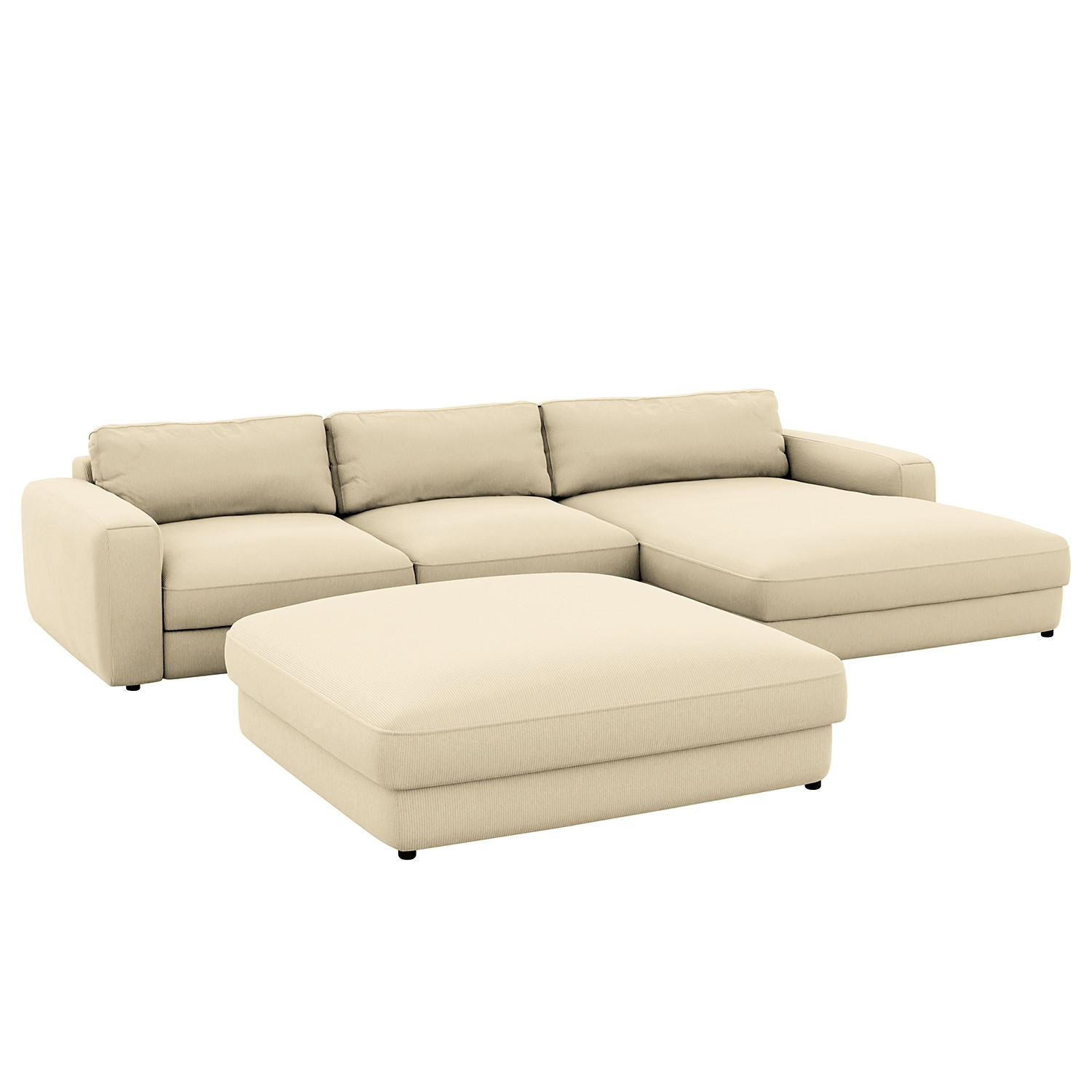 HOCKER in Textil Weiss  - Weiss/Schwarz, Modern, Kunststoff/Textil (133/43/133cm) - Trendmanufaktur