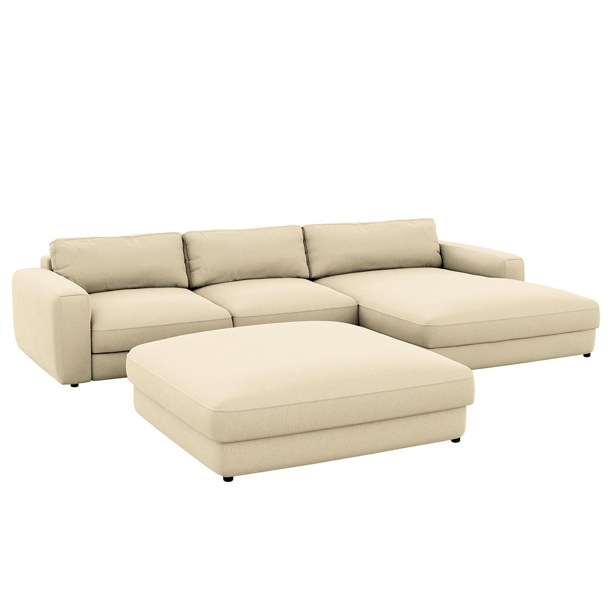 HOCKER Cord Weiß  - Schwarz/Weiß, MODERN, Kunststoff/Textil (133/43/133cm) - Trendmanufaktur