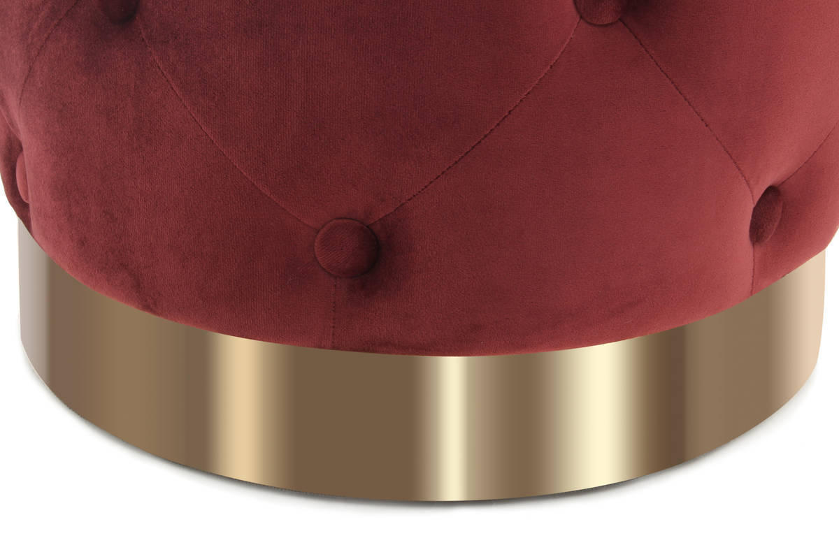 HOCKER in Textil, Holzwerkstoff Goldfarben, Bordeaux  - Bordeaux/Goldfarben, Basics, Holzwerkstoff/Textil (40/40/40cm) - Kayoom