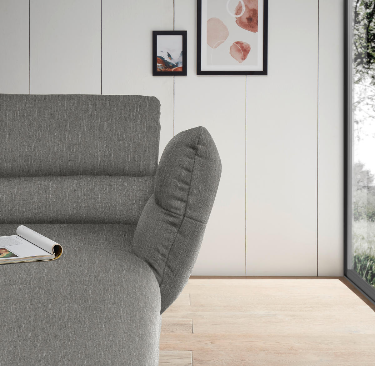 ECKSOFA in Flachgewebe Hellgrau  - Hellgrau/Schwarz, Design, Textil/Metall (279-327/176-217cm) - Dieter Knoll