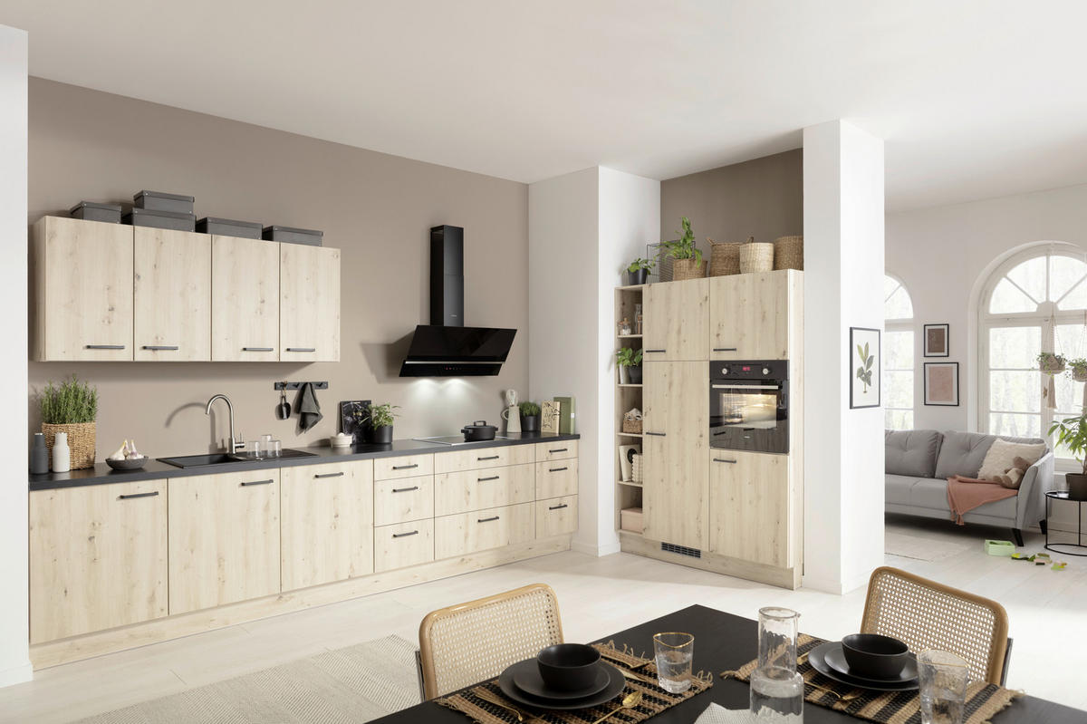 ECKKÜCHE 420/215 cm  in Schwarz, Eichefarben  - Eichefarben/Anthrazit, Basics, Holzwerkstoff/Metall (420/215cm) - Venda