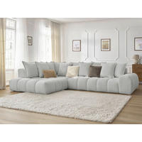 ECKSOFA Ottomane links  EVEREST Hellgrau Flachgewebe  - Hellgrau/Schwarz, MODERN, Kunststoff/Textil (210/352cm)