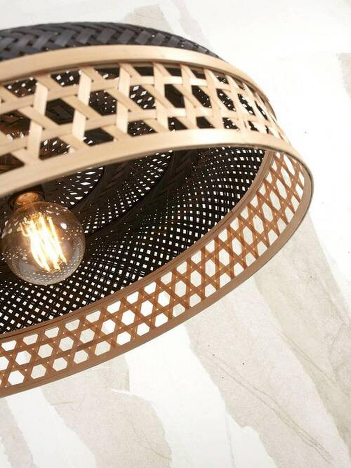 HÄNGELEUCHTE 60/18 cm  - Schwarz/Naturfarben, Trend, Naturmaterialien (60/18cm) - Good & Mojo