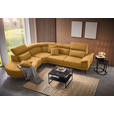 ECKSOFA in Velours Currygelb  - Currygelb/Schwarz, Design, Textil/Metall (264/299cm) - Novel