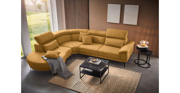 ECKSOFA in Velours Currygelb  - Currygelb/Schwarz, Design, Textil/Metall (264/299cm) - Novel