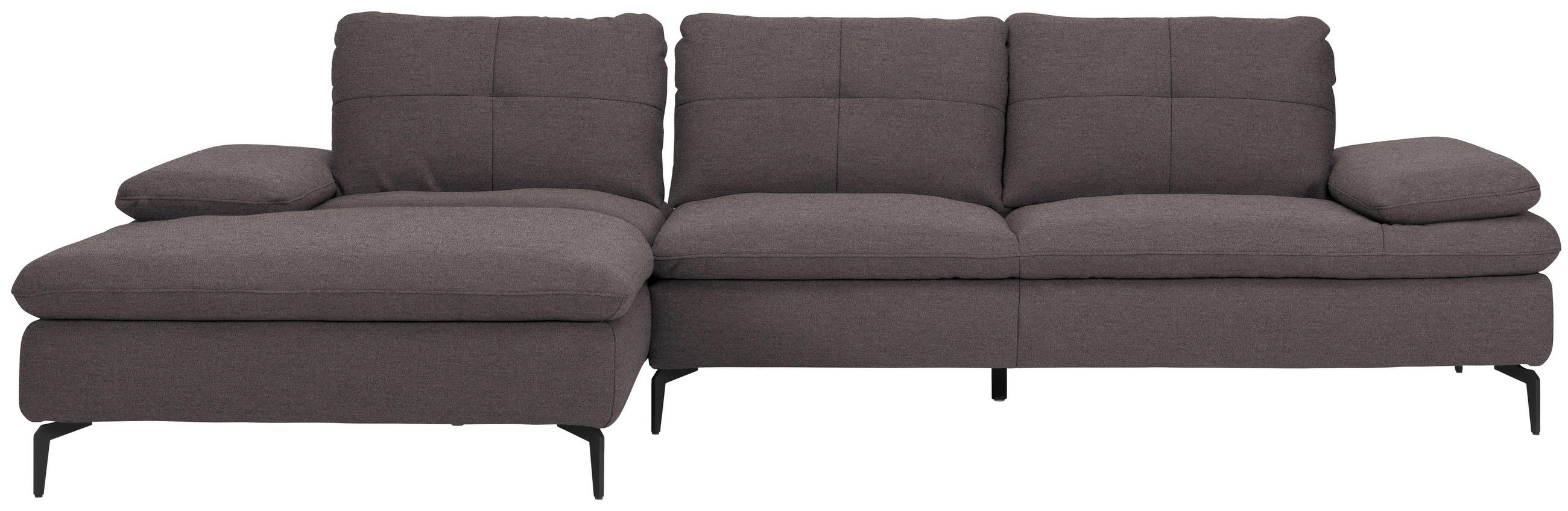 ECKSOFA in Webstoff Graphitfarben  - Schwarz/Graphitfarben, Design, Textil/Metall (179/301cm) - Chilliano