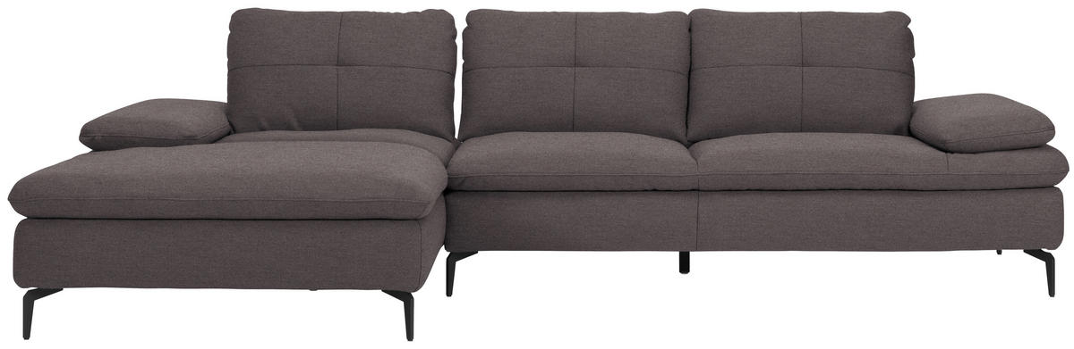ECKSOFA in Webstoff Graphitfarben  - Schwarz/Graphitfarben, Design, Textil/Metall (179/301cm) - Chilliano