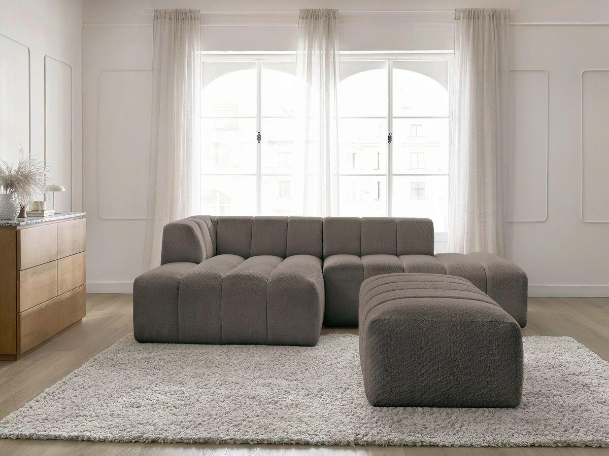 ECKSOFA  ANNECY Taupe Bouclé  - Taupe/Schwarz, MODERN, Kunststoff/Textil (170/262cm)
