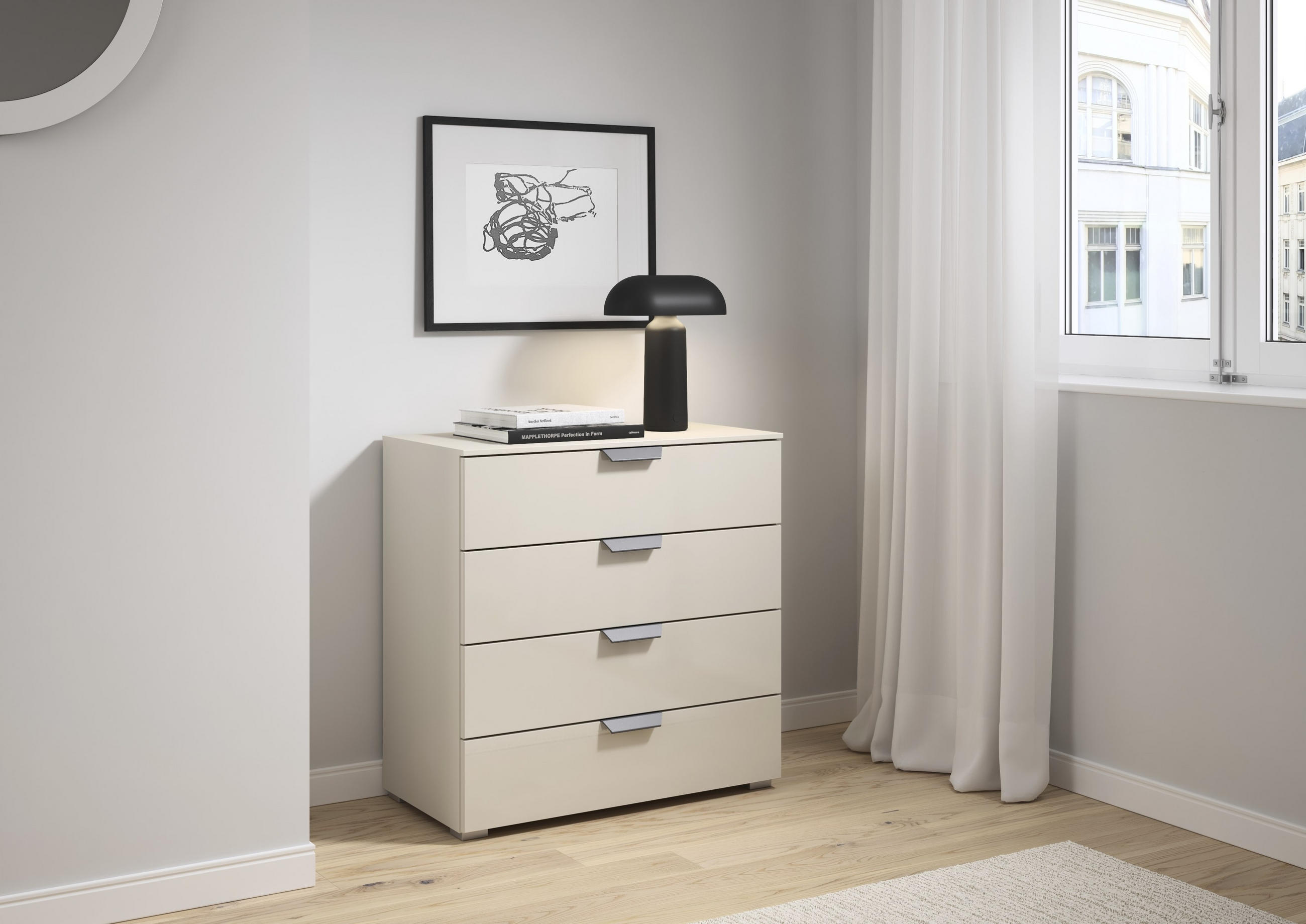 KOMMODE  in 80/81/42 cm  - Champagner/Dunkelgrau, Design, Glas/Holzwerkstoff (80/81/42cm) - Carryhome