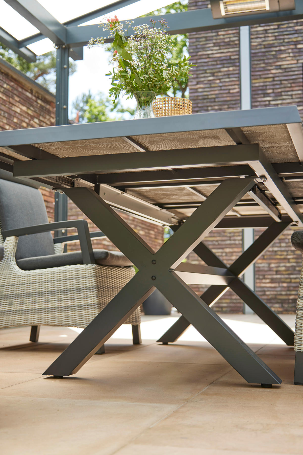 GARTENTISCHGRUPPE Aluminium  - Anthrazit, MODERN, Keramik/Kunststoff (100/88/260cm) - Siena Garden