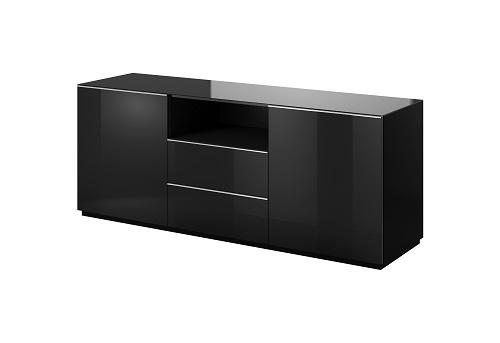 COMODĂ 180/71/48 cm - negru, sticlă/material pe bază de lemn (180/71/48cm) - Venda