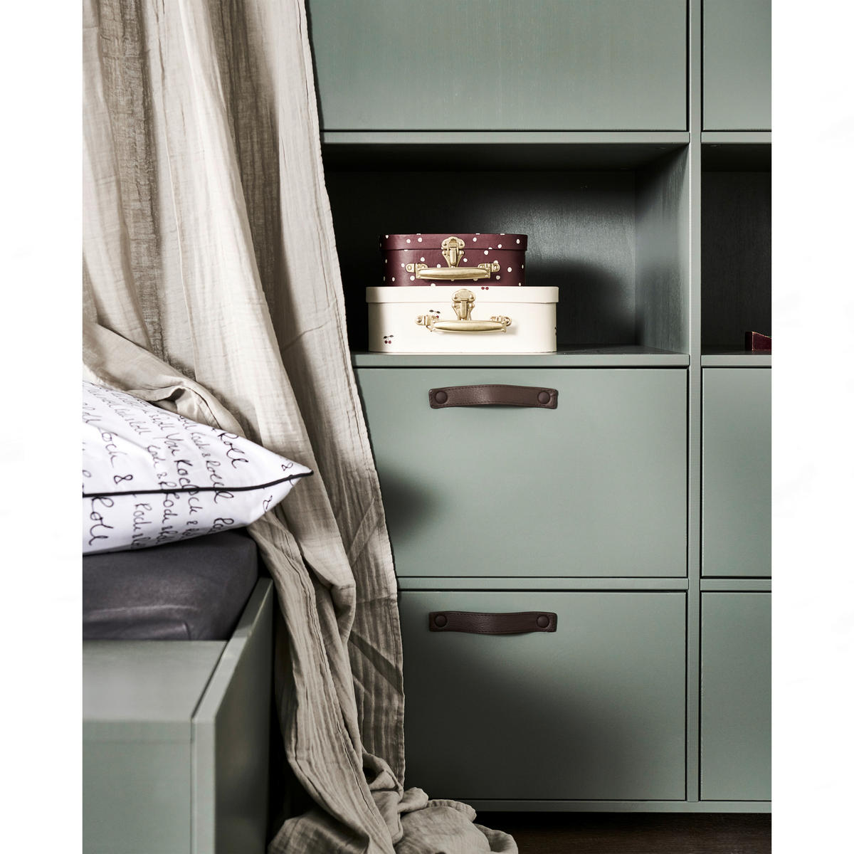 KLEIDERSCHRANK 103/185/40 cm 2-türig Grün  - Braun/Grün, Design, Leder/Holz (103/185/40cm) - Livetastic