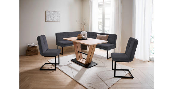 ECKBANK 155/213 cm  in Dunkelblau  - Schwarz/Dunkelblau, Design, Textil/Metall (155/213cm) - Novel