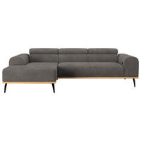 ECKSOFA 157/244 cm  in Chenille Dunkelgrau Rücken echt, Relaxfunktion, Kopfteilverstellung  157/244 cm  - Dunkelgrau/Schwarz, KONVENTIONELL, Textil/Metall (157/244cm) - Cotta