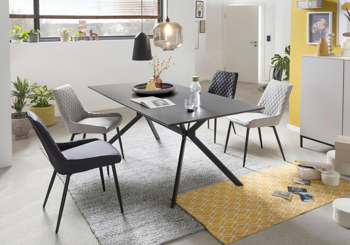 ESSTISCH in Metall, Holzwerkstoff 180/90/75 cm  - Dunkelgrau/Schwarz, Design, Holzwerkstoff/Metall (180/90/75cm) - Livetastic