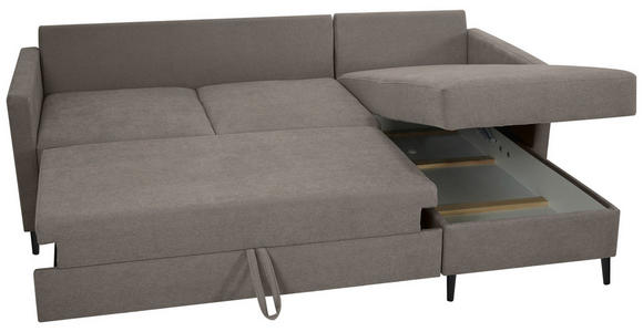 ECKSOFA Taupe Chenille - Taupe/Schwarz, KONVENTIONELL, Holz/Textil (159/221cm) - Carryhome