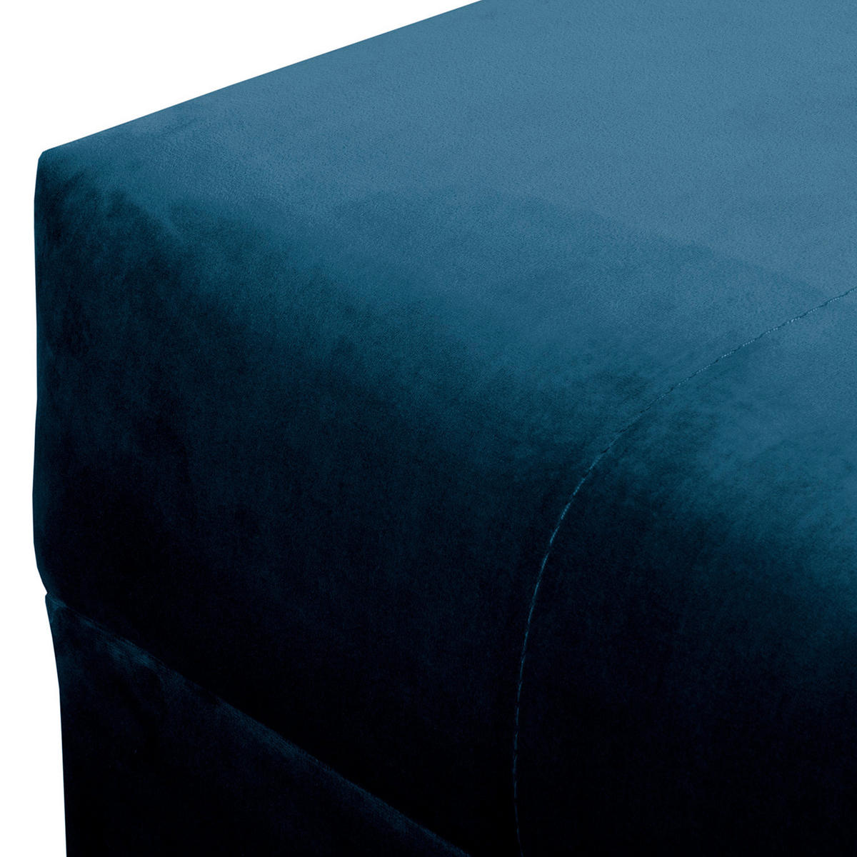 ECKSOFA inkl. Hocker Ariella Blau Samt Rückenkissen, Hocker  - Blau/Naturfarben, Design, Holz/Textil (161/231cm) - Livetastic