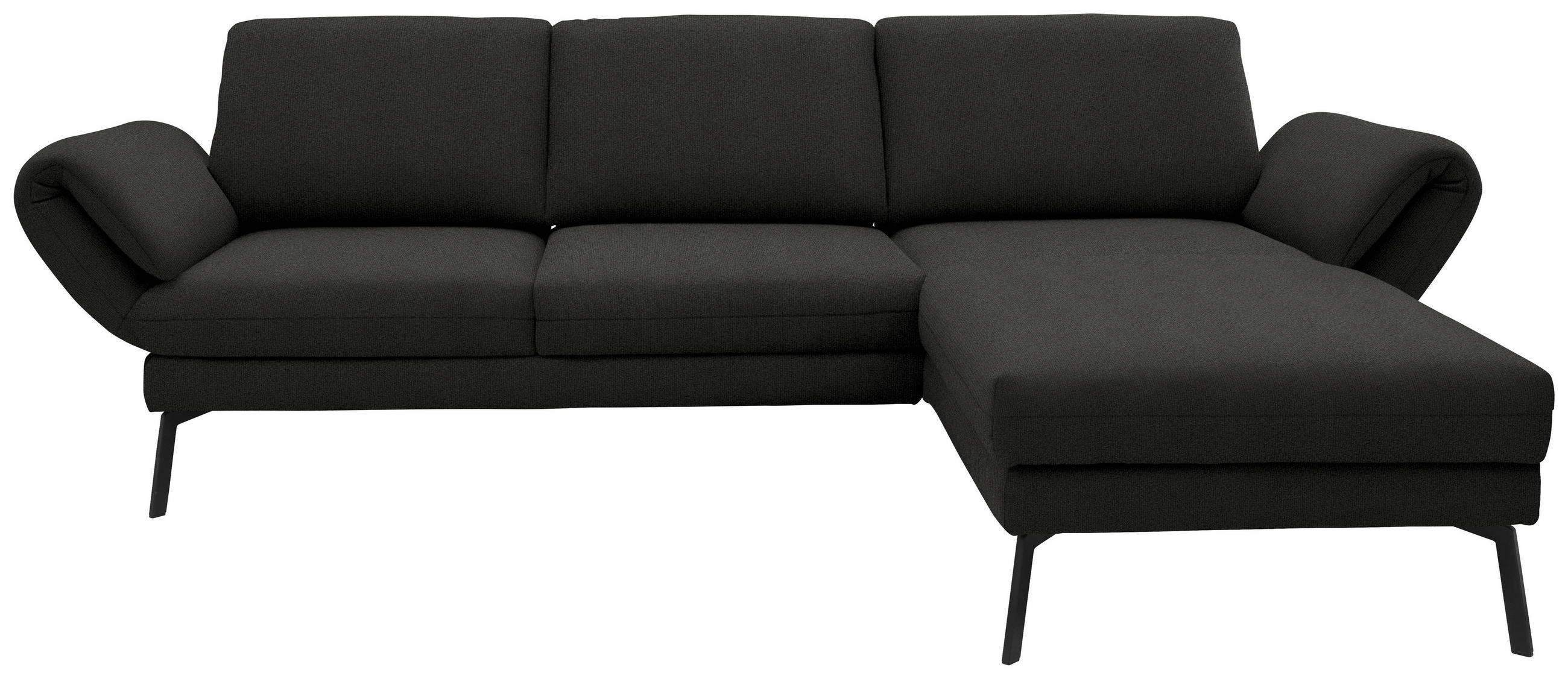 ECKSOFA  in Flachgewebe Anthrazit  255-365/175-224 cm  - Anthrazit/Schwarz, Design, Textil/Metall (255-365/175-224cm) - Dieter Knoll