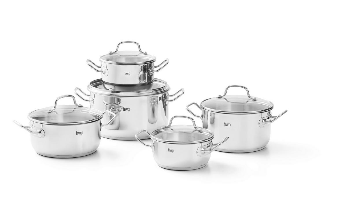 KOCHTOPFSET Palma 5-teilig  - Klar/Edelstahlfarben, Basics, Glas/Metall - Homeware Profession.