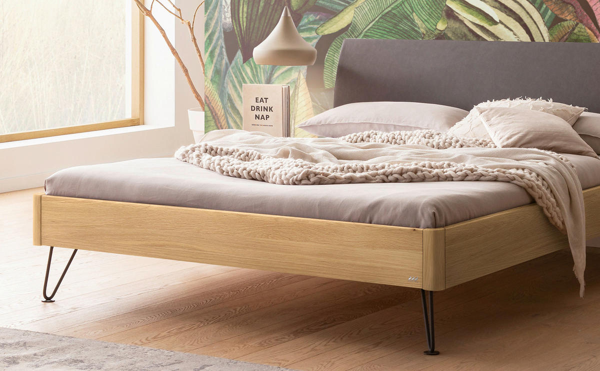 BETT 180/200 cm  in Anthrazit, Eichefarben, Dunkelgrau  - Eichefarben/Dunkelgrau, Design, Holz/Metall (180/200cm) - Hasena