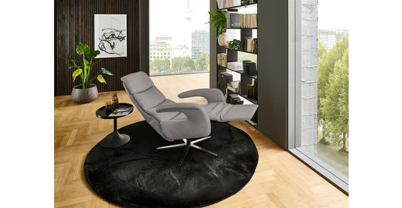 RELAXSESSEL in Leder Hellgrau  - Edelstahlfarben/Hellgrau, Design, Leder/Metall (76/119/86cm) - Dieter Knoll