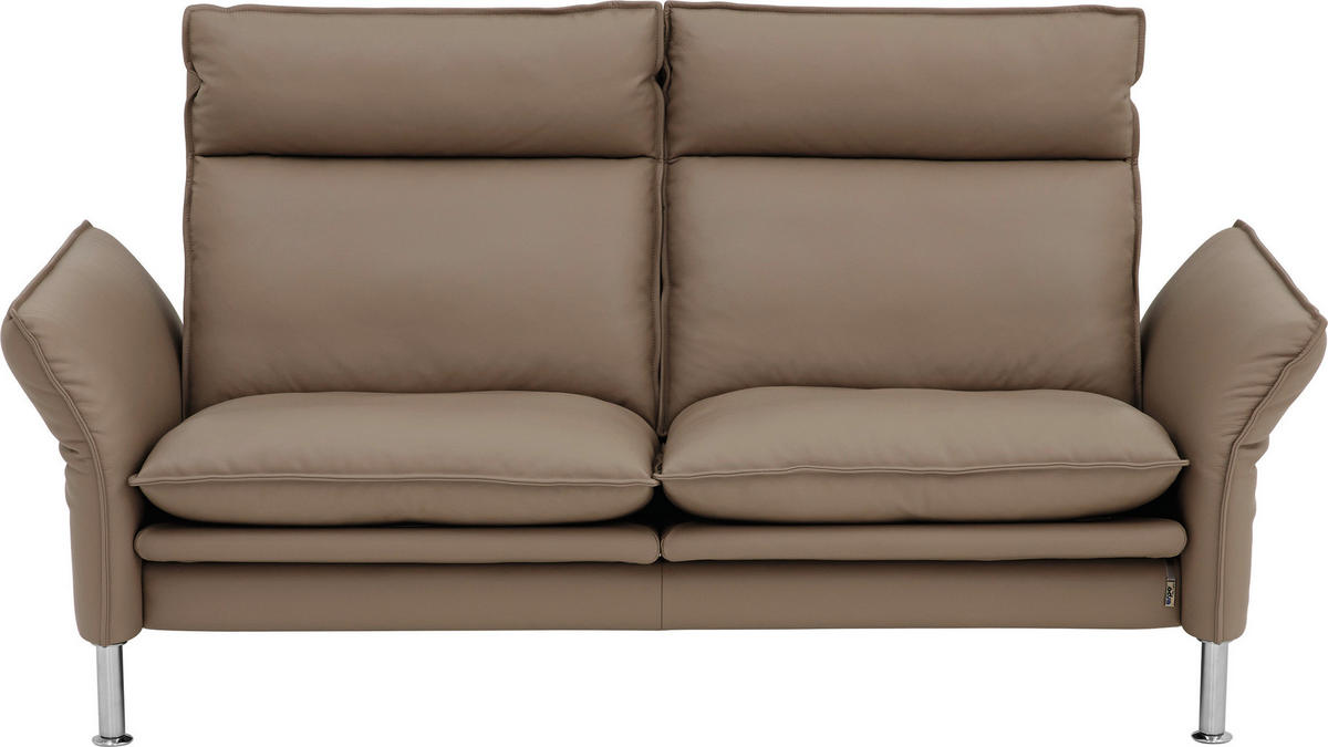 2-SITZER-SOFA in Echtleder Grau  - Chromfarben/Grau, Konventionell, Leder/Metall (176/93/120cm) - Erpo