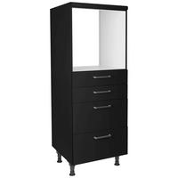 GERÄTEUMBAUSCHRANK 60/168/58 cm  in Schwarz  - Edelstahlfarben/Schwarz, MODERN, Holzwerkstoff/Metall (60/168/58cm) - Nobilia