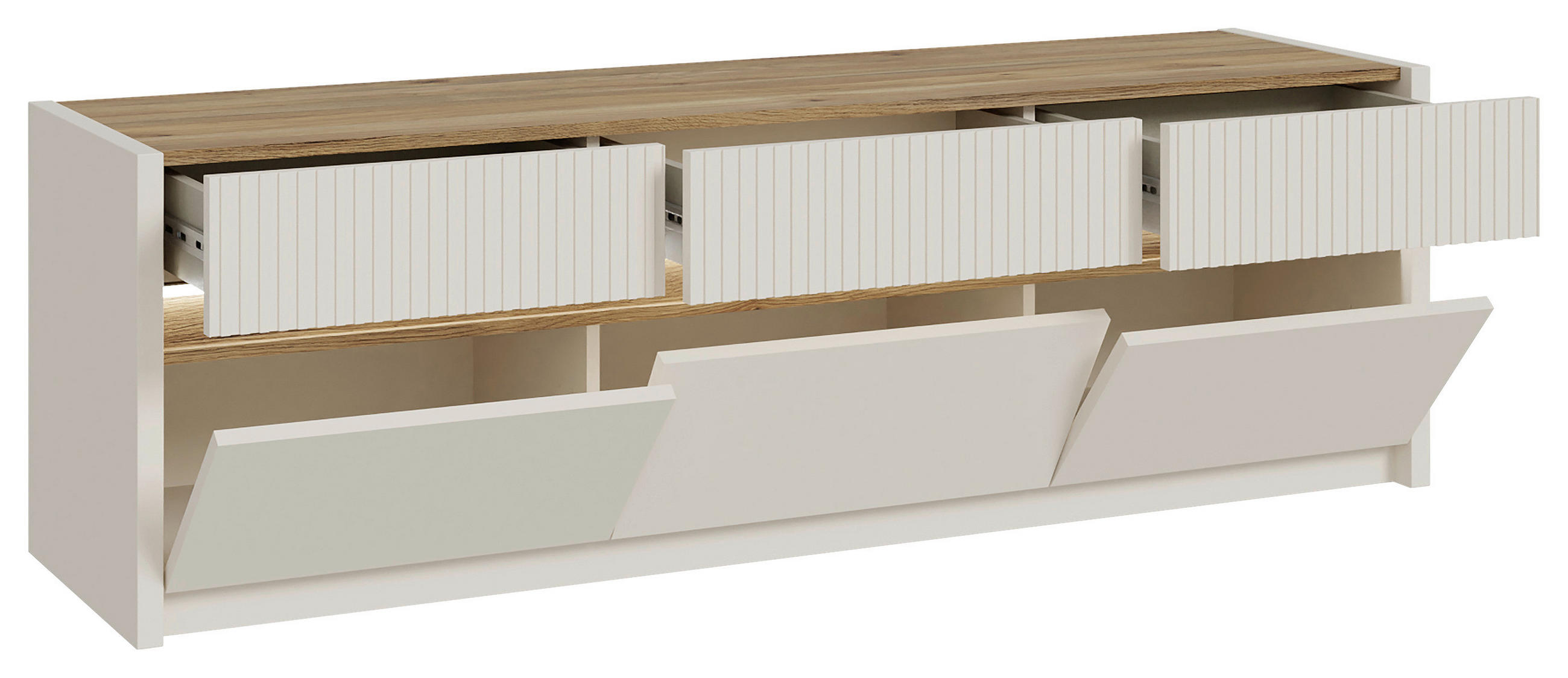 TV-ELEMENT barve hrasta, peščene barve  - barve hrasta/peščene barve, Design, leseni material (160/50,7/41,7cm) - Hom`in