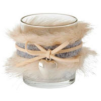 TEELICHTGLAS - Braun/Grau, LIFESTYLE, Glas/Kunststoff (7/8cm)