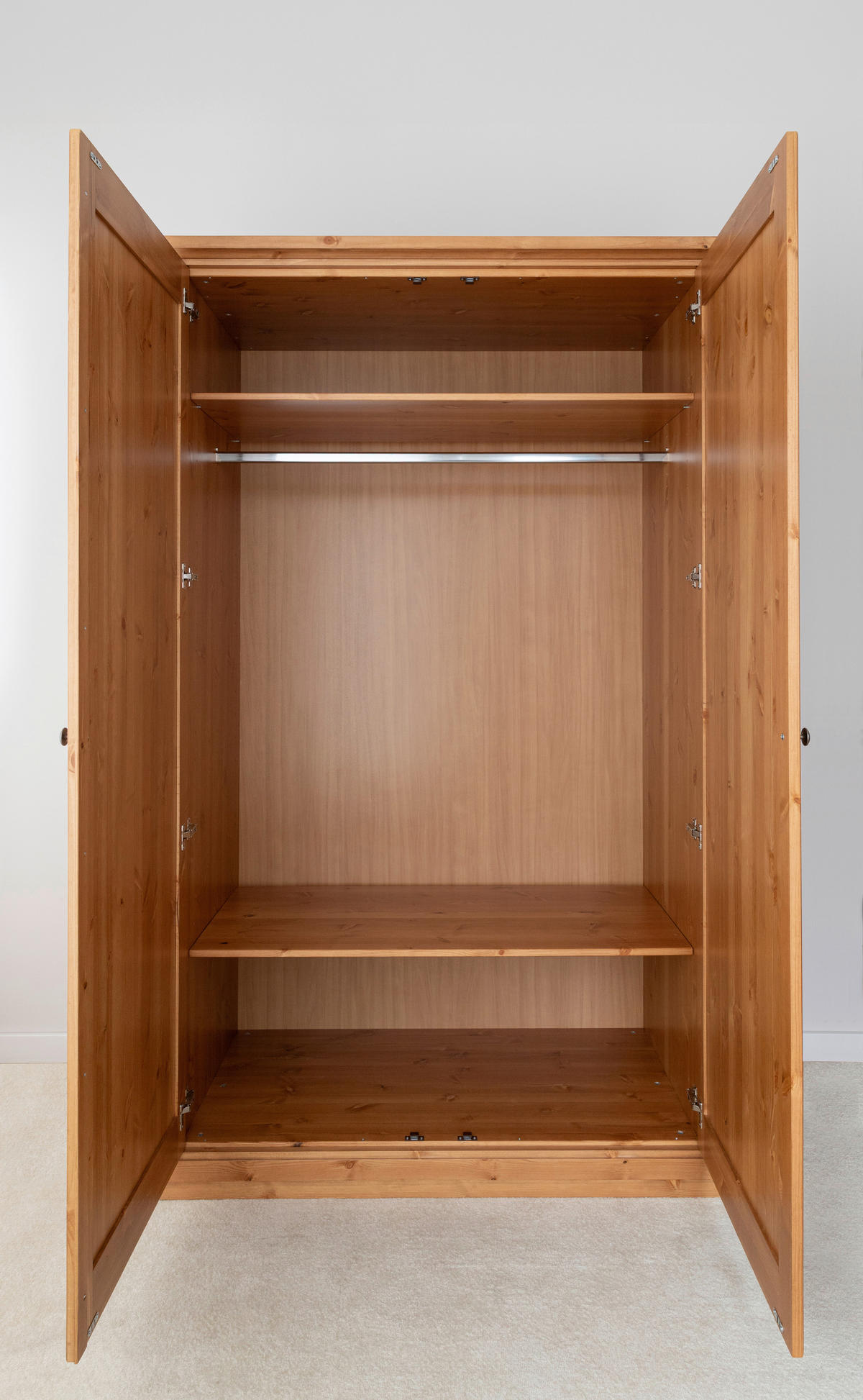 KLEIDERSCHRANK 129/213/63 cm,  in Eichefarben, 2 Tür(en)-türig  - Eichefarben/Silberfarben, KONVENTIONELL, Holz/Metall (129/213/63cm) - Linea Natura