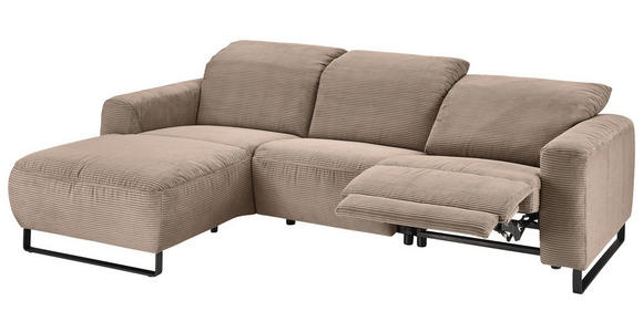 ECKSOFA  in Cord Taupe  180/266 cm  - Taupe/Schwarz, KONVENTIONELL, Textil/Metall (180/266cm) - Hom`in
