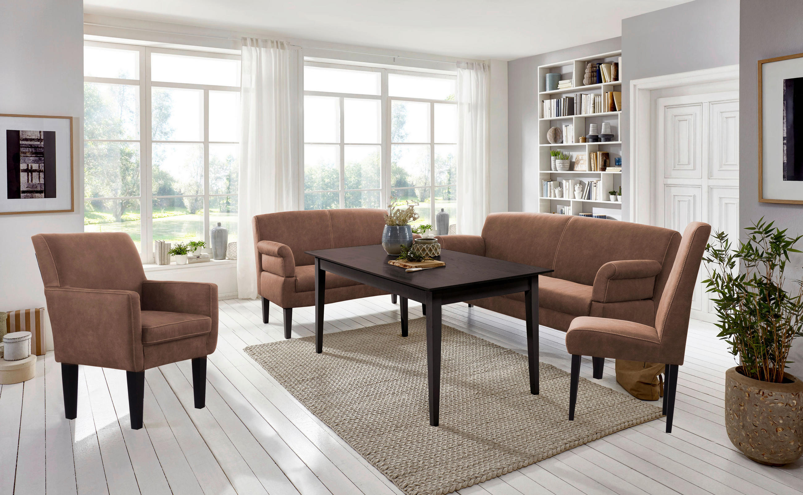 2-SITZER-SOFA Mikrofaser Cognac  - Cognac/Beige, KONVENTIONELL, Holz/Textil (152/97/78cm) - Sit & More