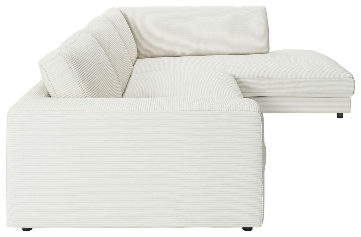 ECKSOFA in Cord Hellgrau  - Hellgrau/Schwarz, Design, Kunststoff/Textil (325/224cm) - Pure Home Lifestyle