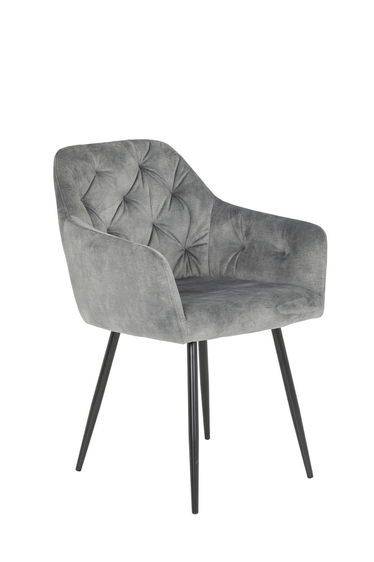 TISCHGRUPPE Samt Grau, Weiß Hochglanz  - Weiß Hochglanz/Schwarz, MODERN, Textil/Metall (140/76/80cm) - MID.YOU