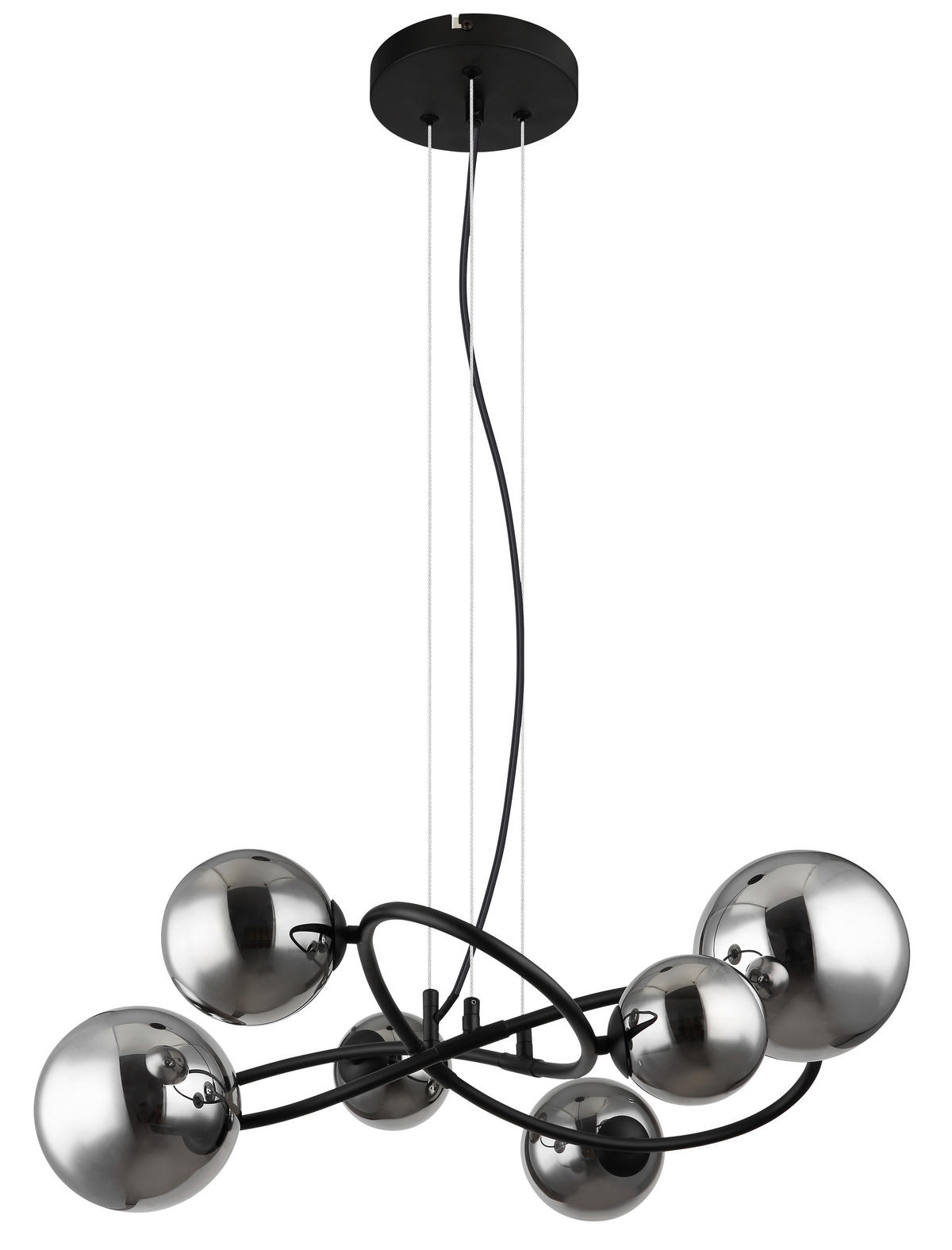 LED-HÄNGELEUCHTE 62,2/58,8/120 cm   - Transparent/Schwarz, Design, Glas/Kunststoff (62,2/58,8/120cm) - Globo