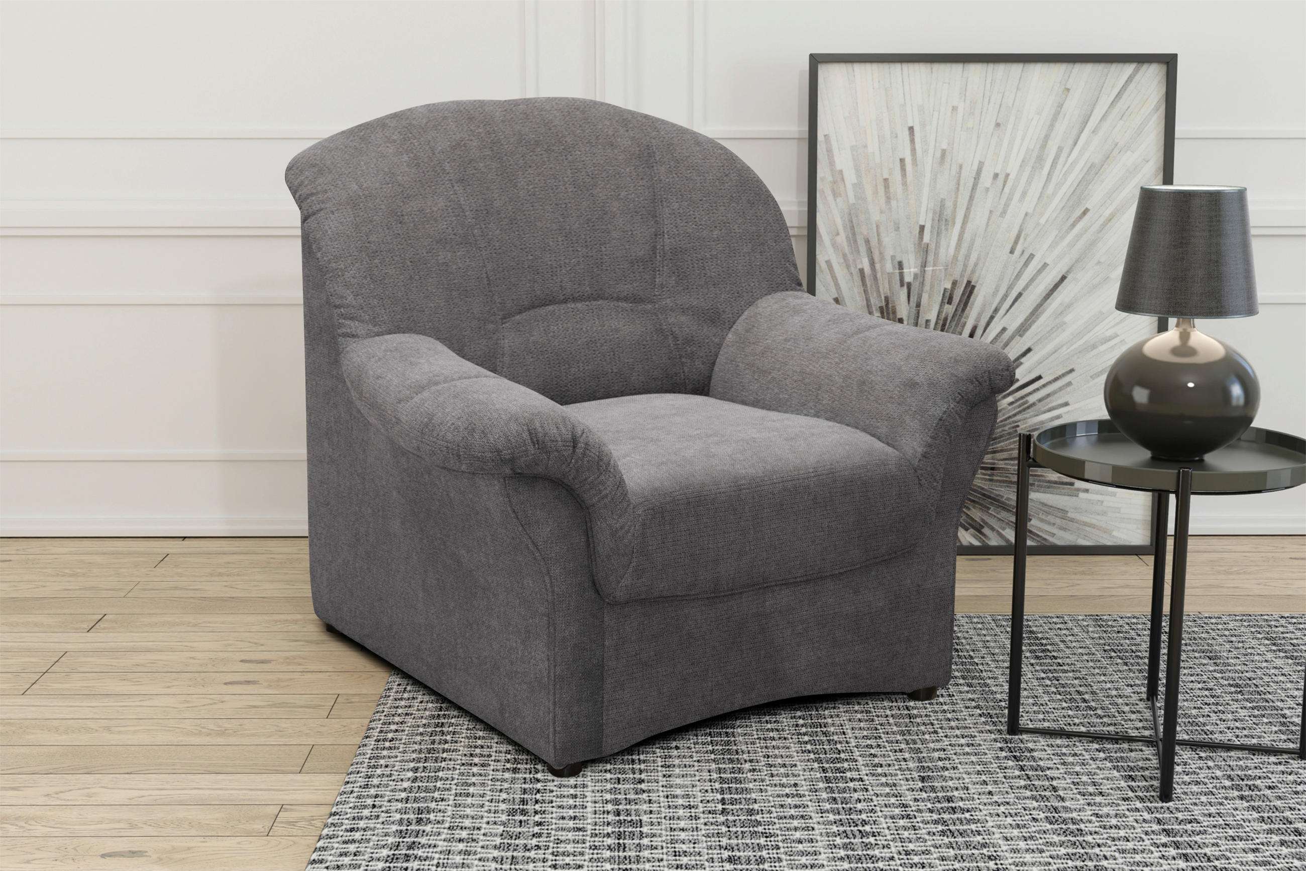SESSEL Mikrofaser Dunkelgrau    - Dunkelgrau/Schwarz, KONVENTIONELL, Kunststoff/Textil (99/84/82cm) - MID.YOU