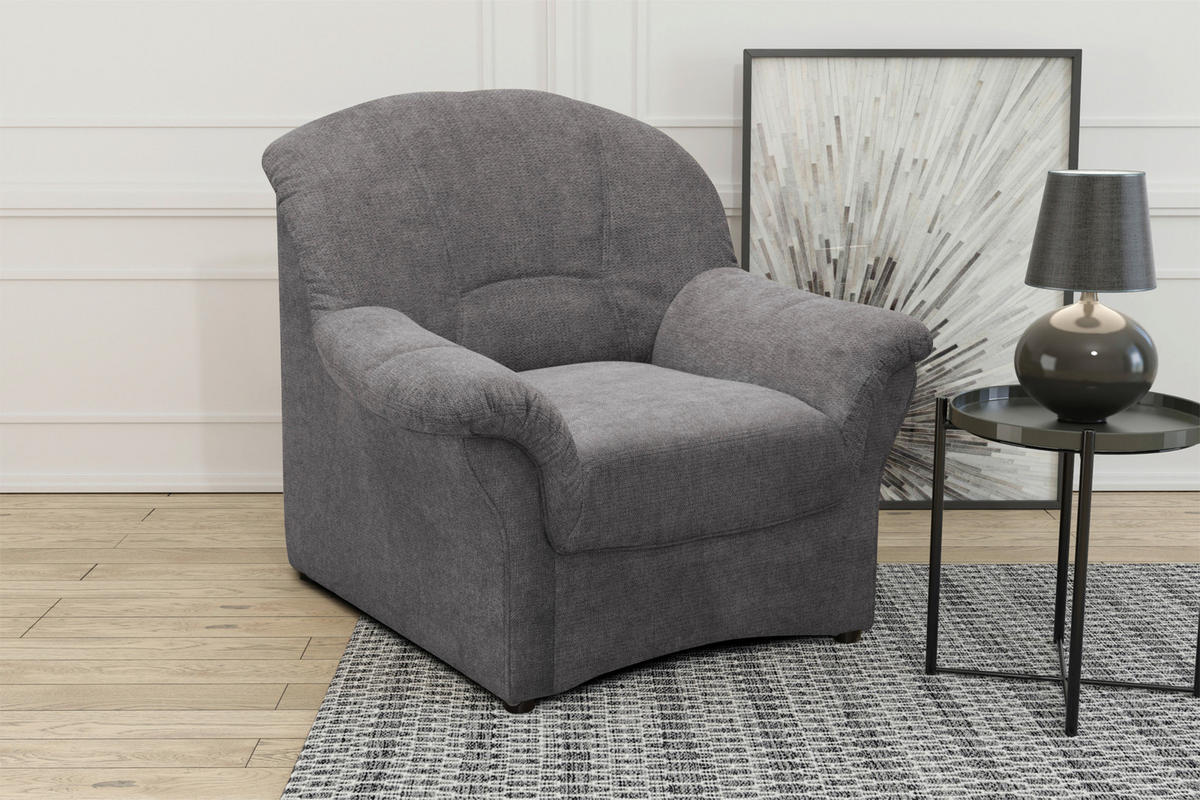 SESSEL Mikrofaser Dunkelgrau    - Dunkelgrau/Schwarz, KONVENTIONELL, Kunststoff/Textil (99/84/82cm) - MID.YOU