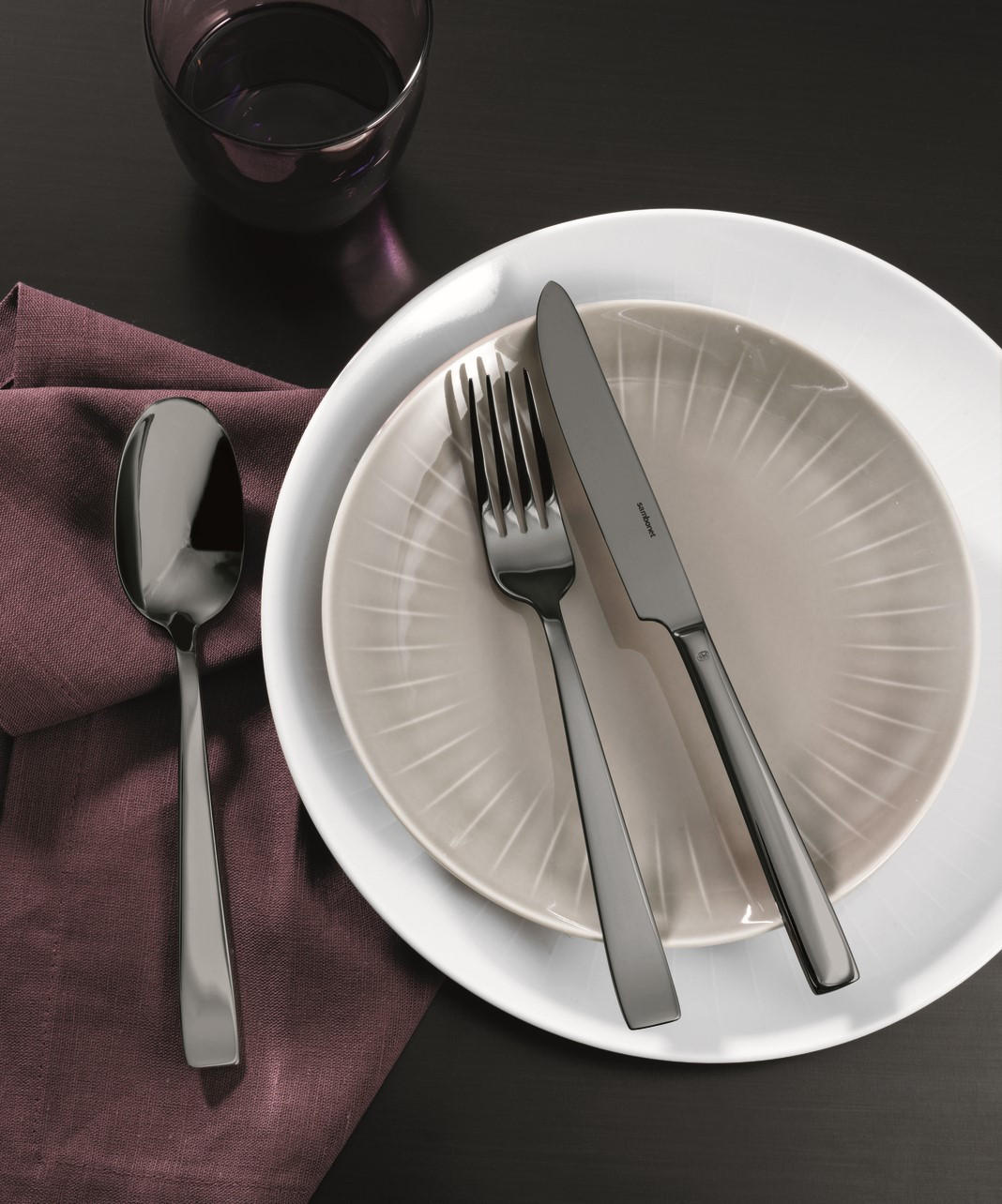 BESTECKSET Flat Mirror Black 30-teilig Edelstahl  - Schwarz, Basics, Metall - Sambonet