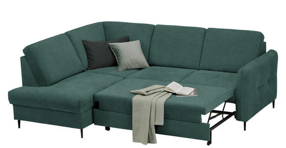 ECKSOFA in Chenille Grün  - Schwarz/Grün, MODERN, Holz/Textil (184/241cm) - Carryhome