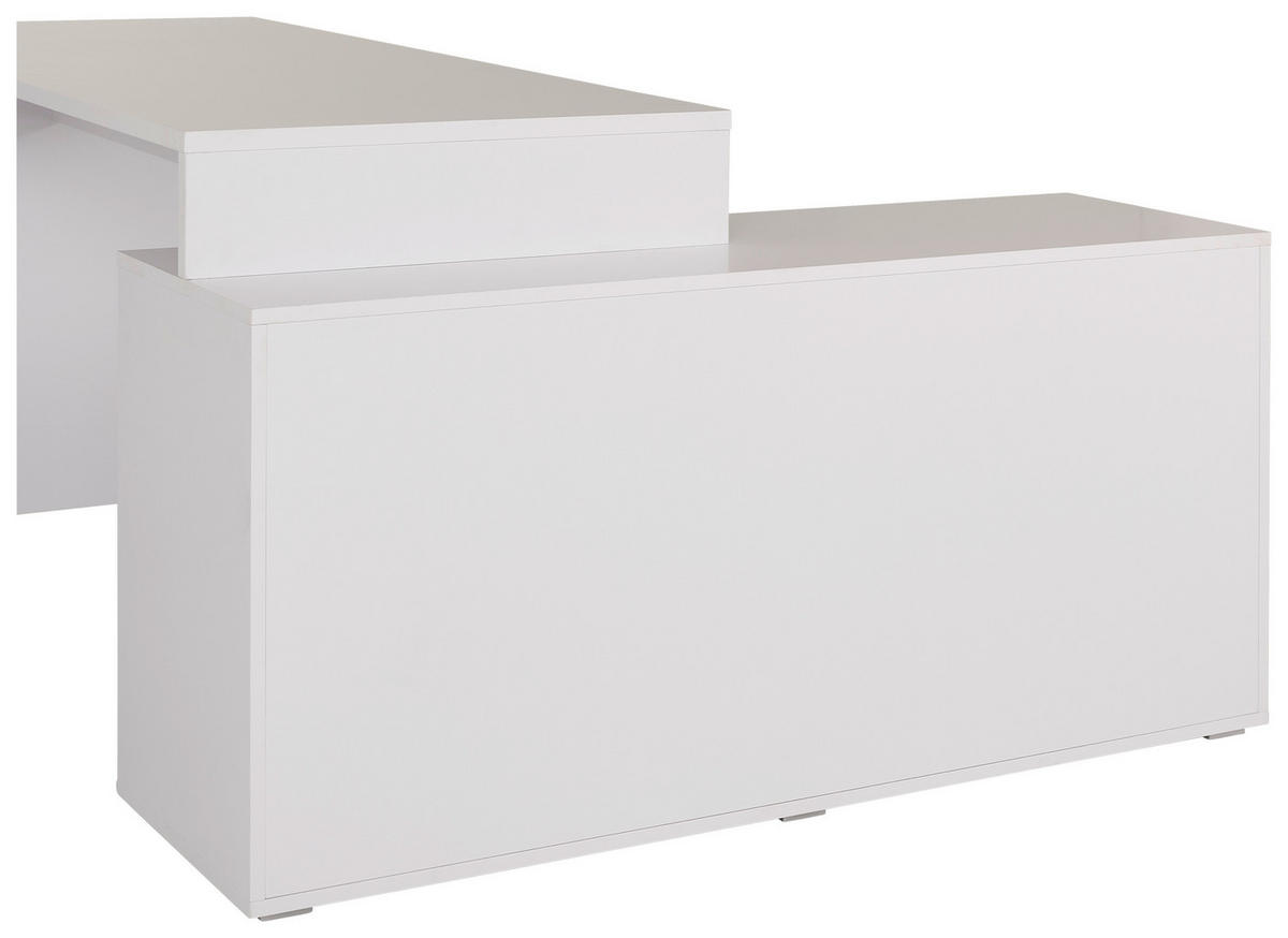 BÜRO abschließbar Silberfarben, Weiß - Silberfarben/Weiß, KONVENTIONELL, Holzwerkstoff/Kunststoff - Carryhome