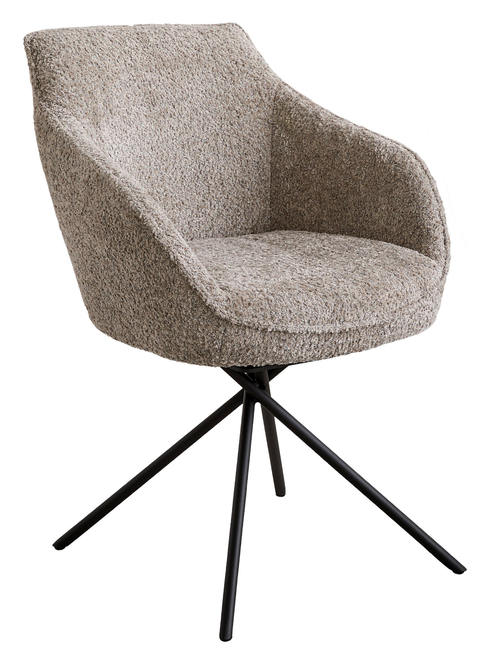 ARMLEHNSTUHL  Lederauswahl, Stoffauswahl, Typenauswahl, Gestellauswahl, automatische Rückholfunktion, Sitzfläche 320° drehbar Flachgewebe  Schlammfarben  - Schlammfarben/Schwarz, Design, Textil/Metall (60/84/67cm) - Koinor